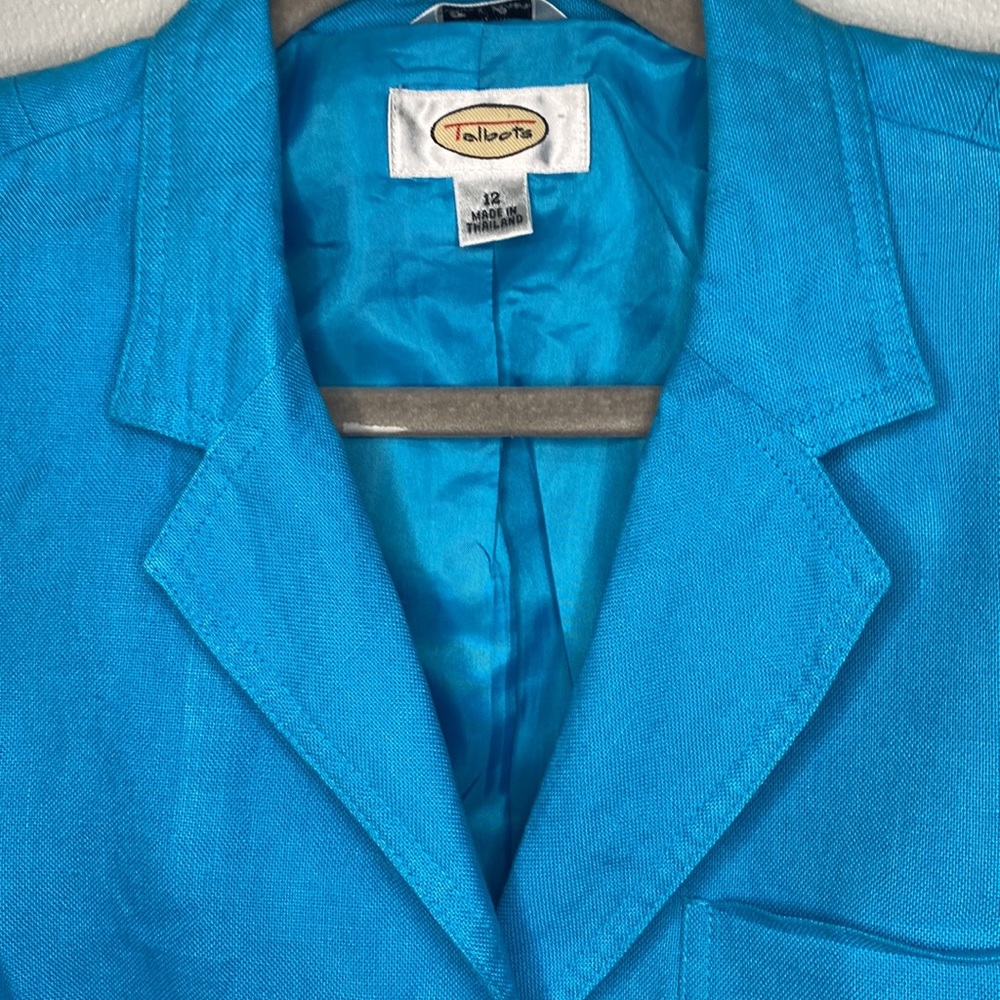 Talbots Teal Aqua Blazer Beautiful Color Size 12 - Picture 2 of 2